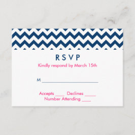 Zickzack Hochzeit zwischen Marine und Rosa RSVP Karte