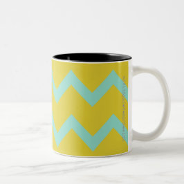 Zickzack im Aqua + chartreuse zeitgenössischer Zweifarbige Tasse