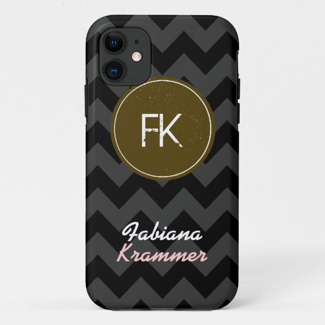 Zickzack individueller Name und Initialen Case-Mate iPhone Hülle (Rückseite)