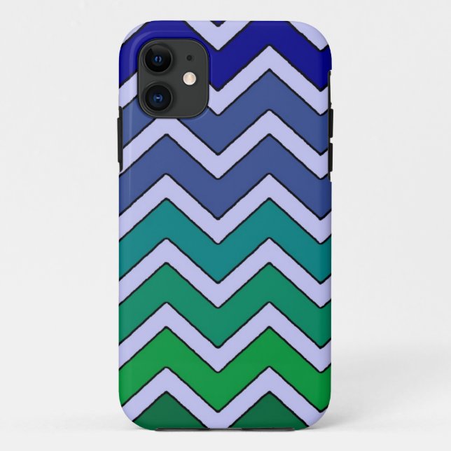 Zickzack iPhone 5 Fall mit blauem Grün verblassen Case-Mate iPhone Hülle (Rückseite)