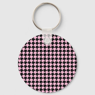 Zickzack Karos Rosa und Schwarz Schlüsselanhänger
