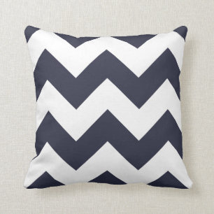 Zickzack Kissen mit Navy Blue Zigzag