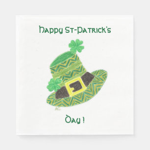 Zickzack Kobelmütze, weißer St Paddy Serviette