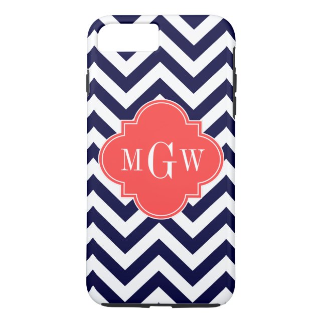 Zickzack Korallenrottquatrefolie 3 Monogramm Case-Mate iPhone Hülle (Rückseite)