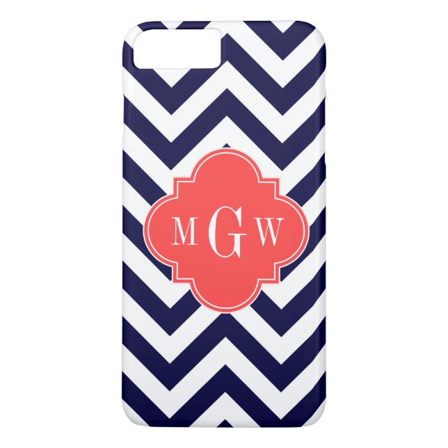 Zickzack Korallenrottquatrefolie 3 Monogramm Case-Mate iPhone Hülle (Rückseite)