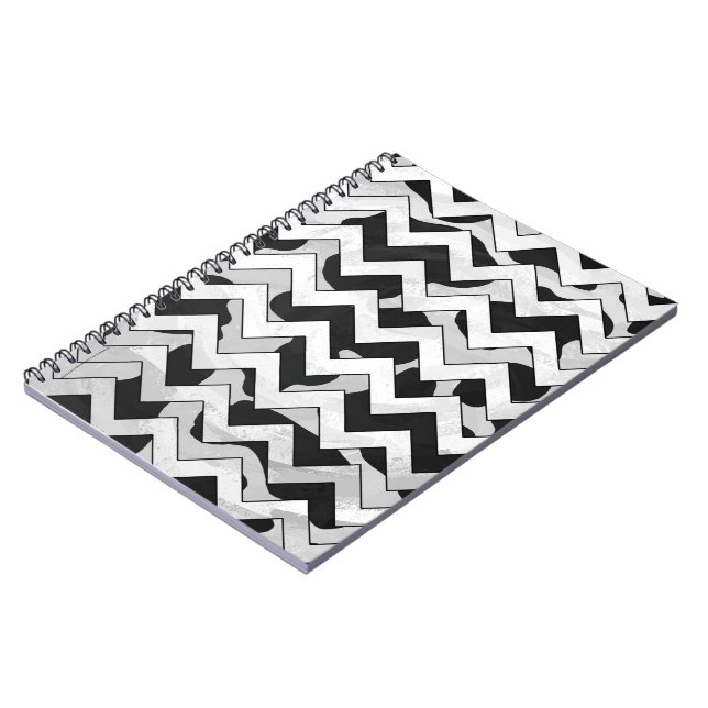 Zickzack Kuh schwarz und weiß Notizblock (Linke Seite)