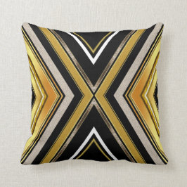 Zickzack Kunst-Deko-Schwarz-Goldkissen-Kissen Kissen