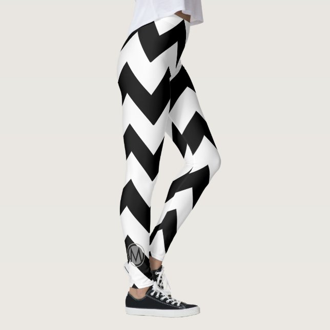 Zickzack L Muster Niedliche Mit Monogramm Leggings (Rechts)