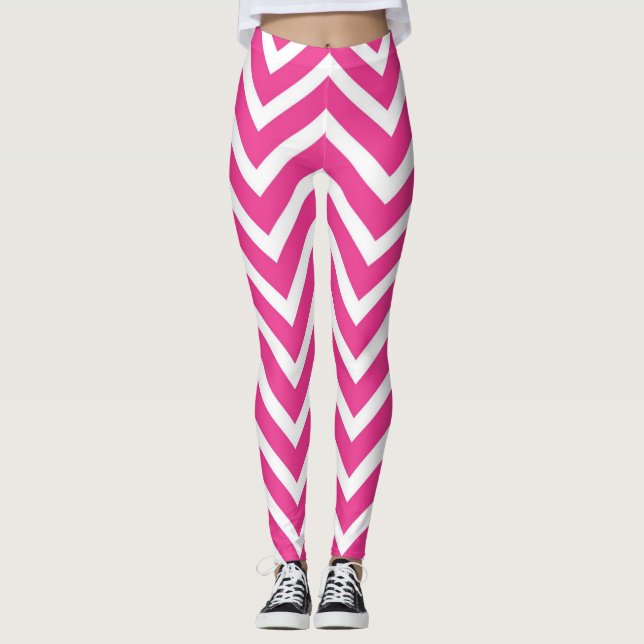 Zickzack Leggings in Rosa und Weiß (Vorderseite)