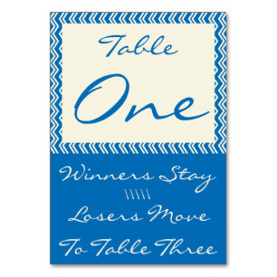 Zickzack LeinenBunco Tabellen-Karte #1 Tischnummer