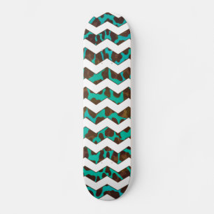 Zickzack Leopard, braun und Aquamarin Skateboard