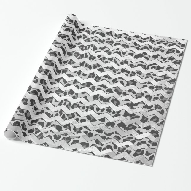 Zickzack Leopard, grau und leicht grau Geschenkpapier (Ungerollt)