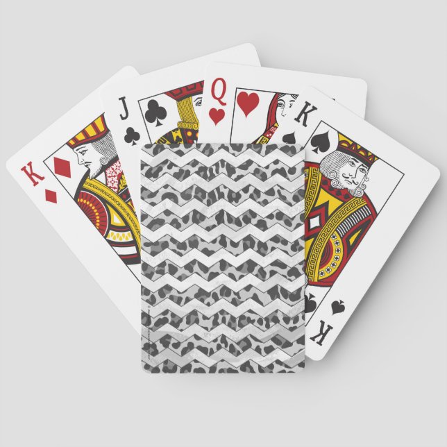 Zickzack Leopard, grau und leicht grau Spielkarten (Rückseite)