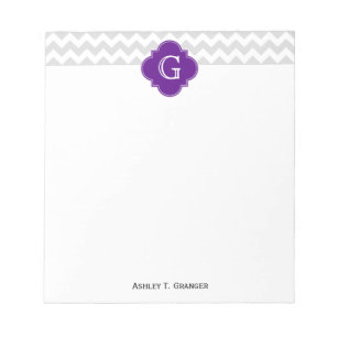 Zickzack Lila Quatrefolienmonogramm Notizblock