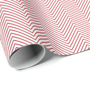 Zickzack Line Wrapping Paper - Dunkelrot auf Weiß Geschenkpapier