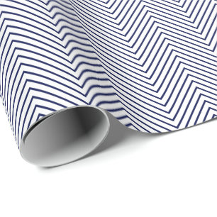 Zickzack Line Wrapping Paper - Navy Blue auf Weiß Geschenkpapier