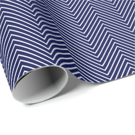 Zickzack Line Wrapping Paper - White on Navy Blue Geschenkpapier