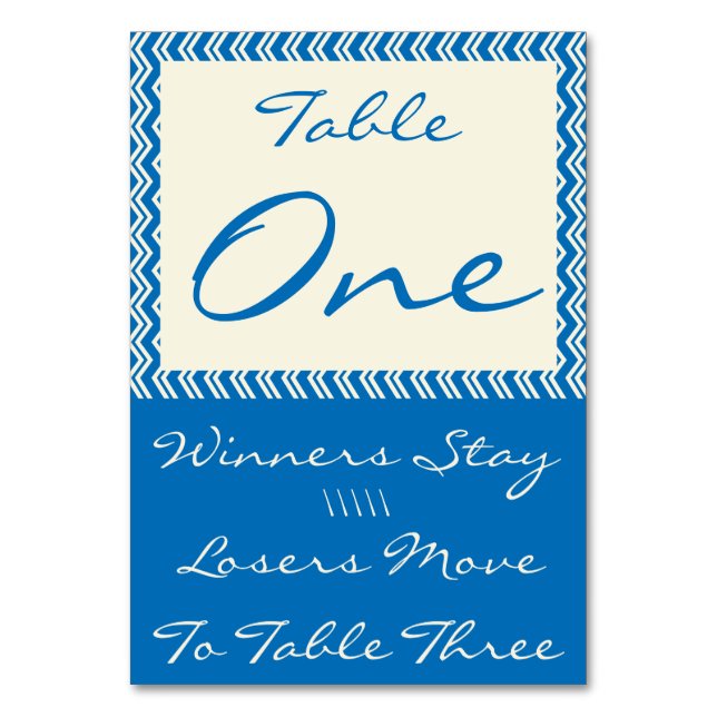 Zickzack Linen-Bunco-Tischkarte Nr. 1 Tischnummer (Rückseite)