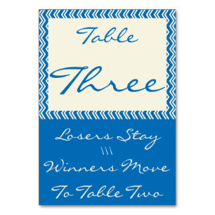 Zickzack Linen-Bunco-Tischkarte Nr. 3 Tischnummer