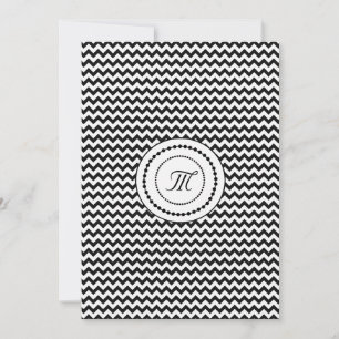 Zickzack Mit Monogramm Hochzeit in Schwarz und Wei Einladung