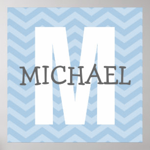 Zickzack monogram Child's Room Art Poster