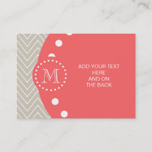 Zickzack Monogramm-Beige-Koralle des Muster-2A Visitenkarte