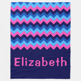 Zickzack Monogramm, blau-rosa, großes Fleece