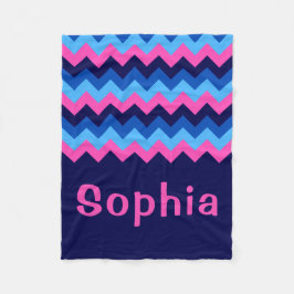 Zickzack Monogramm, blau-rosa, kleines Fleece