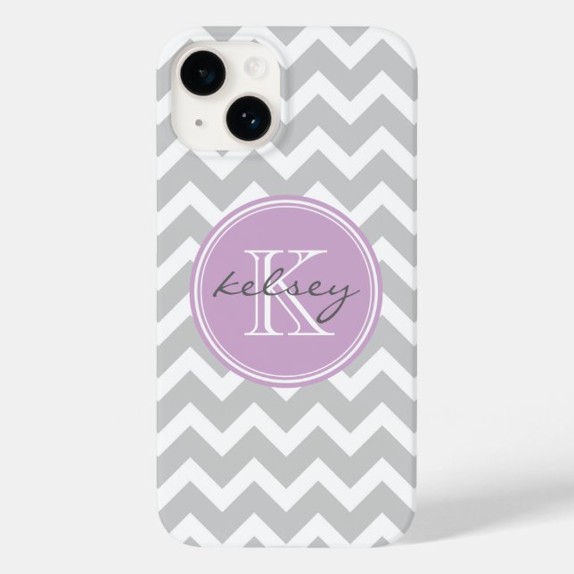 Zickzack Monogramm für Grau und Lilac Case-Mate iPhone Hülle (Rückseite)