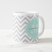 Zickzack Monogramm für Grau und Minze