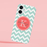 Zickzack Monogramm für Minze und Korallen