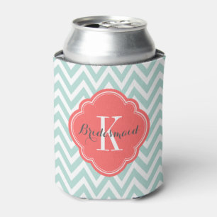 Zickzack Monogramm für Minze und Korallen Dosenkühler
