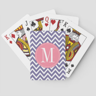 Zickzack Monogramm für Rosa und Lavendel Spielkarten