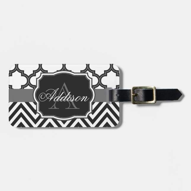 Zickzack Monogramm Gepäckanhänger (Vorderseite horizontal)