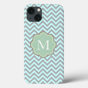 Zickzack Monogramm Grau und Blau Case-Mate iPhone Hülle