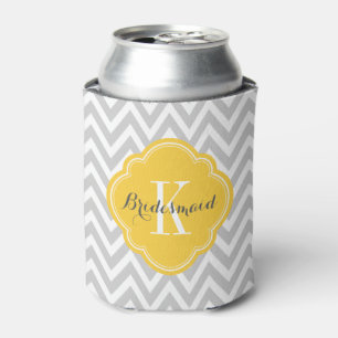 Zickzack Monogramm, grau und gelb Dosenkühler