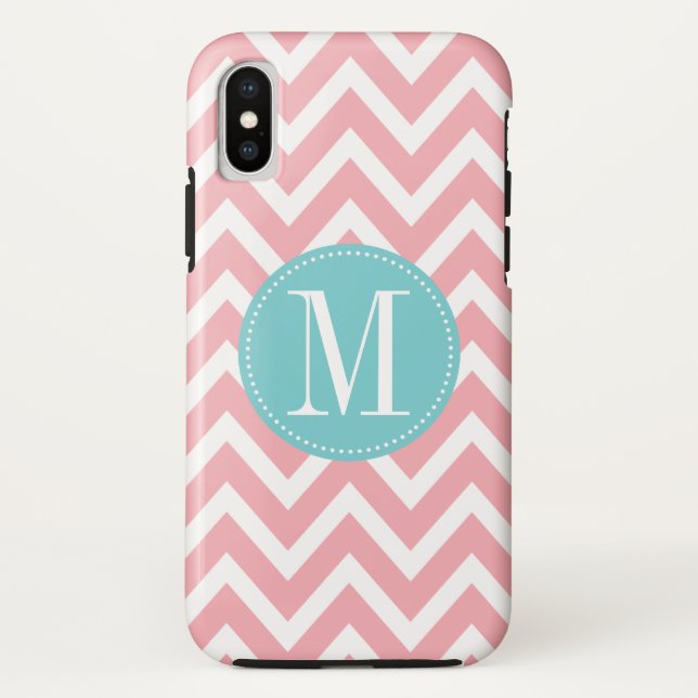Zickzack Monogramm in hellblau und rosa Case-Mate iPhone Hülle (Rückseite)