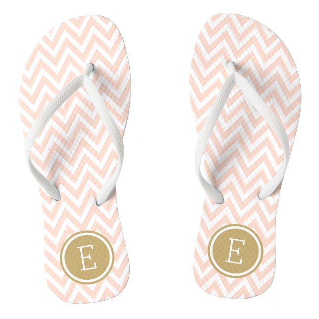 Zickzack Monogramm in Rosa und Gold Flip Flops (Fußbett)
