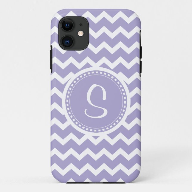 Zickzack Monogramm-Retro Lila und weiß Case-Mate iPhone Hülle (Rückseite)