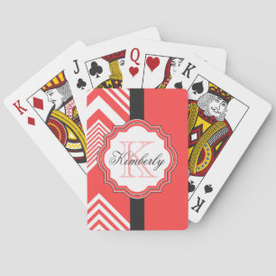 Zickzack Monogramm, rot und weiß Spielkarten