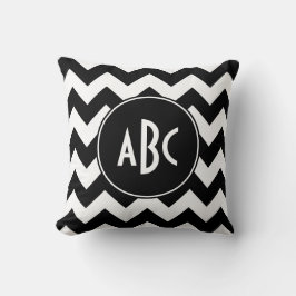 Zickzack Monogramm weiß und schwarz Kissen