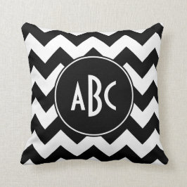 Zickzack Monogramm weiß und schwarz Kissen