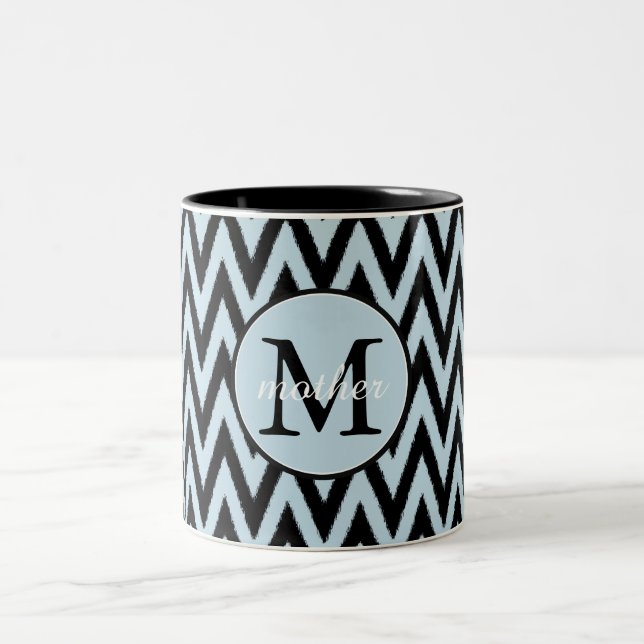 Zickzack Monogramm Zweifarbige Tasse (Mittel)