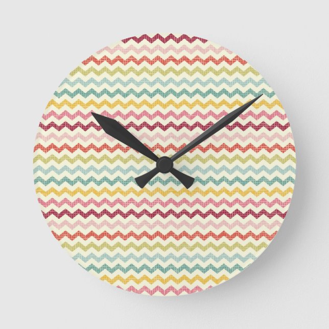 Zickzack Muster 4 Runde Wanduhr (Vorderseite)
