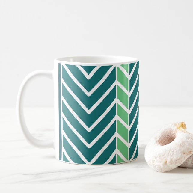 Zickzack Muster Aquamarin Kaffeetasse (Mit Donut)