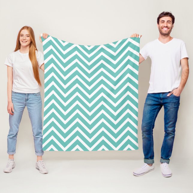 Zickzack Muster Aquamarin und weiß Fleecedecke (Beispiel)
