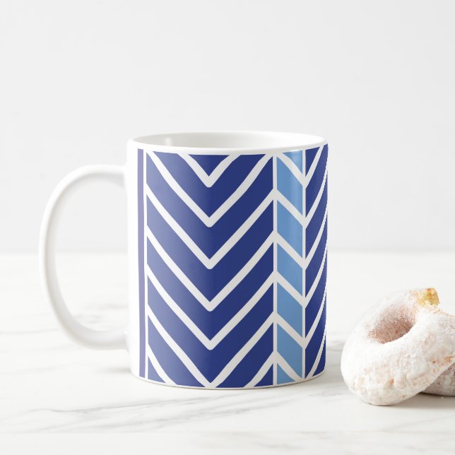Zickzack Muster Blau Kaffeetasse (Mit Donut)