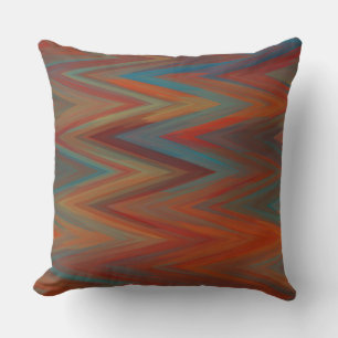 Zickzack Muster blau, orange und rot Kissen