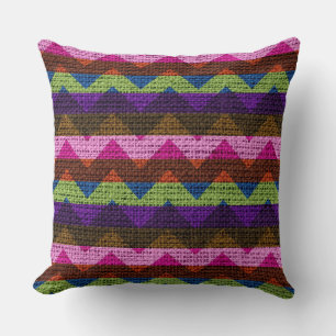 Zickzack Muster Burlap Rustic Jute #4 Kissen