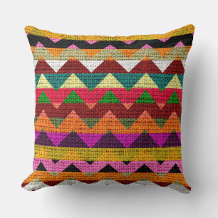 Zickzack Muster Burlap Rustic Jute #7 Kissen